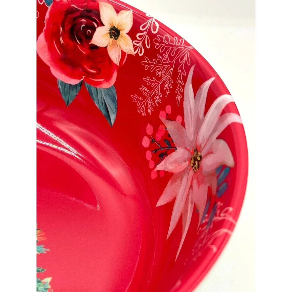 Pioneer Woman 100% Melamine Textured Holiday Bowl Textured Christmas Tree Flower